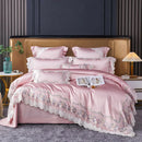 GobekUsa Lace Silk Cotton Luxury French Wedding Bedding Set for Chic Princess Bedrooms