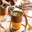 GobekUsa 450ml Glass Coffee Cup with Lid and Straw | Stylish Heat-Resistant Glass Mug