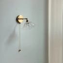 GobekUsa Glass Shade LED Wall Light with Pull Chain Switch - Plug-In Bedroom Lamp
