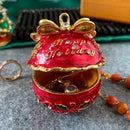 GobekUsa Jingle Bell Trinket Box With Crystals, Hand-painted, Christmas Tree Decor