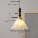GobekUsa LED Pendant Light: Japan Style White Glass, Copper Socket, Walnut Wood Lamp