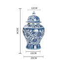 GobekUsa Blue White Porcelain General Jar: Ceramic Tea Caddy Candy Pot Storage Container