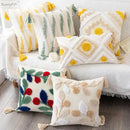 GobekUsa Embroidered Geometric Leaves Pillow Cover Handmade Home Decor 30x50cm/45x45cm