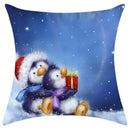 GobekUsa Christmas Pillowcase Deer Santa Tree Bear Print Cushion Cover