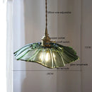 GobekUsa Green Glass LED Pendant Lamp with Copper Wood Handle for Modern Nordic Home Decor