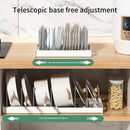 GobekUsa Kitchen Organizer: Expandable Storage Rack for Cabinets with Drawer and Cutting Board Slot