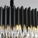 GobekUsa Crystal Chandelier: Black Gold Round LED Pendant Light for Living Room or Bedroom