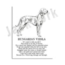 GobekUsa Dog Breed Poetry Poster Collection: Vizsla, Pomeranian, Manchester Terrier, and More