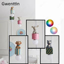 GobekUsa Kids Animal Pendant Lamp: Rabbit Lion Cat LED Ceiling Light Fixture