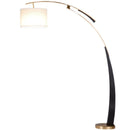 GobekUsa Adjustable Metal Floor Lamp with White Cloth Shade & Long Arm for Living Room