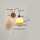 GobekUsa LED Wall Sconce Pull Chain Switch Modern Stair Lights Glass Wood