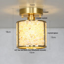 GobekUsa Copper Canopy LED Ceiling Light Glass Crystal Nordic Modern Decor for Home