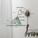 GobekUsa LED Wall Lights Pull Chain Switch Bedside Lamp Amber Glass Modern Stair Light Fixtures