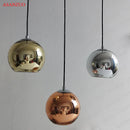 GobekUsa Glass Pendant Lights 15cm/20cm Round Ball Hanging Lamp in Golden/Copper/Silver Plating