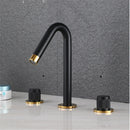 GobekUsa Gold Basin Faucet: Black Brass Widespread Bathroom Tap with Chrome Finish