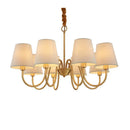 GobekUsa Copper Ceiling Chandelier with Fabric Lampshade for Living Room and Bedroom