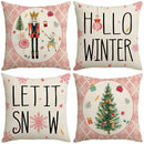 GobekUsa Christmas Pillowcase Collection - Festive Sofa Decor with Christmas Tree, Elk, Snowman