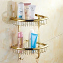 GobekUsa Brass and Crystal Bathroom Accessories Set: Shelf, Robe Hook, Paper Holder, Brush Holder