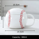 GobekUsa Baseball Shape Ceramic Mug with Lid - Coffee, Tea, Juice Cup