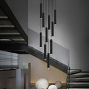 GobekUsa Black LED Crystal Staircase Chandelier: Modern Nordic Design, Creative Island Hanging Lamp