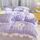 GobekUsa Bubble Gauze Lace Duvet Cover Set - Cooling & Durable Bedding Kit for Summer