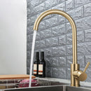 GobekUsa Gold Stainless Steel Kitchen Faucet: Deck Mounted Hot Cold Water Mixer Taps
