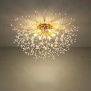 GobekUsa Golden Dandelion Crystal Chandelier: Warm Nordic LED Ceiling Lamp for Romantic Living Room.