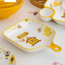 GobekUsa Little Bee Ceramic Plate with Handle: Multifunctional Baking Tray for Desserts & Snacks