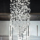 GobekUsa Luxe Crystal Chandelier: Modern Staircase & Lobby LED Lighting with Long Hallway Design