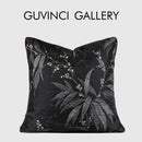 GobekUsa Black & Gold Floral Jacquard Throw Pillow Cover Oriental Art Case