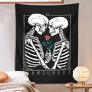 GobekUsa Kissing Lovers Tarot Tapestry: Skeleton & Rose Hippie Room Decor