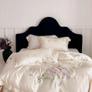 GobekUsa Butterfly Flowers Embroidery Bedding Set 800TC Soft Silky Duvet Cover Set