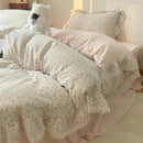 GobekUsa Korean Lace Ruffles Bedding Set with Bed Skirt, Soft Skin-Friendly Material