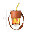 GobekUsa 450ml Glass Coffee Cup with Lid and Straw | Stylish Heat-Resistant Glass Mug