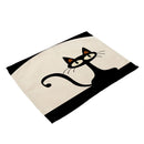 GobekUsa Black Cat Linen Placemat Set for Dining Table & Kitchen Decor