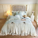 GobekUsa Lace Ruffles Princess Bedding Set, Velvet Duvet Cover, Plush Bed Sheet, Pillowcases