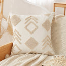GobekUsa Boho Beige White Tufted Tassel Cushion Cover Linen Cotton Embroidered Pillow Case
