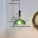 GobekUsa Ceramic Knob Switch LED Pendant Lamp, Nordic Walnut Wood Hanging Light Fixtures for Living Room