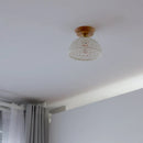GobekUsa Copper Wood LED Ceiling Lamp Ceramic Modern Ceiling Lights for Home Decor