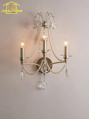 GobekUsa French Retro Crystal LED Wall Lamp - Luxury Iron Art Decor for Living Room