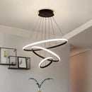 GobekUsa Gold Circle Rings Chandelier LED Pendant Light for Living Room, Kitchen, Dining Room