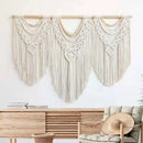 GobekUsa Large Hand-Woven Macrame Wall Hanging Tapestry with Wooden Stick & Tassels