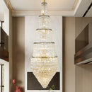 GobekUsa Crystal Hollow Long Chandelier: Elegant Duplex Villa Hall Lighting