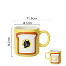 GobekUsa Cat & Bread Pattern Ceramic Cup 200ml Coffee Mug Tea Afternoon Teacup Juice Mug