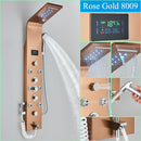 GobekUsa LED Blue Light Shower System with Temperature Display, Massage Column, Waterfall Rainfall
