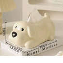 GobekUsa Cartoon Puppy Tissue Box: Cute Animals Ceramic Desk Decoration & Paper Towel Case