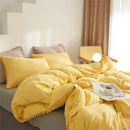 GobekUsa Furball Tasseles Bedding Set | King/Queen Duvet Cover & Washed Quilt Cover Set