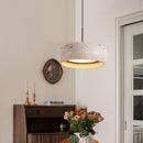 GobekUsa LED Pendant Lamp Black Iron Wabi Sabi Hanging Light - Yellow Travertine