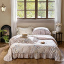 GobekUsa French Rose Flowers Print Bedding Set, Elegant Ruffles Princess Collection