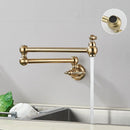 GobekUsa Brushed Gold Brass Pot Filler Faucet with Folding Spout - Wall Mounted Kitchen Tap